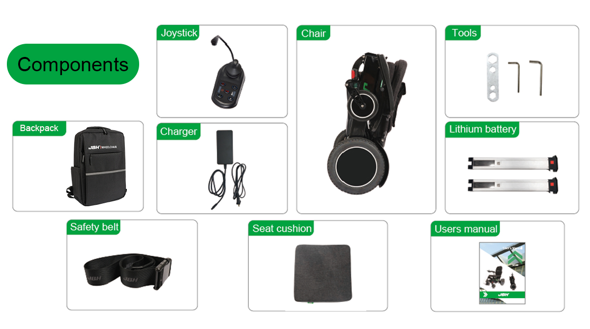 JBH silla de ruedas el&eacute;ctrica de fibra de carbono DC06